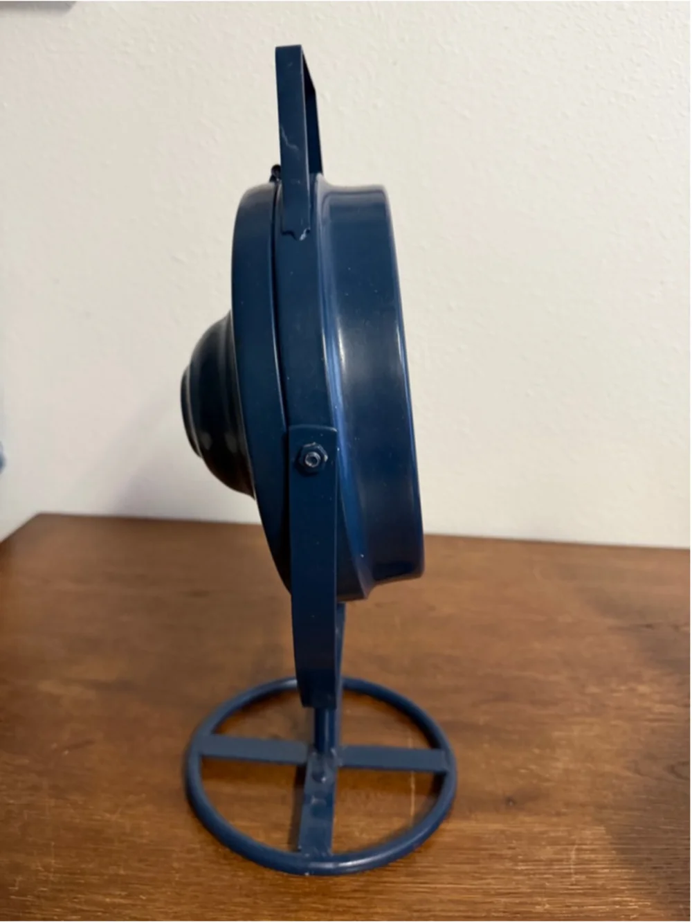 Vintage Style Blue Metal Desk Clock on Stand Industrial Farmhouse Decor Quartz